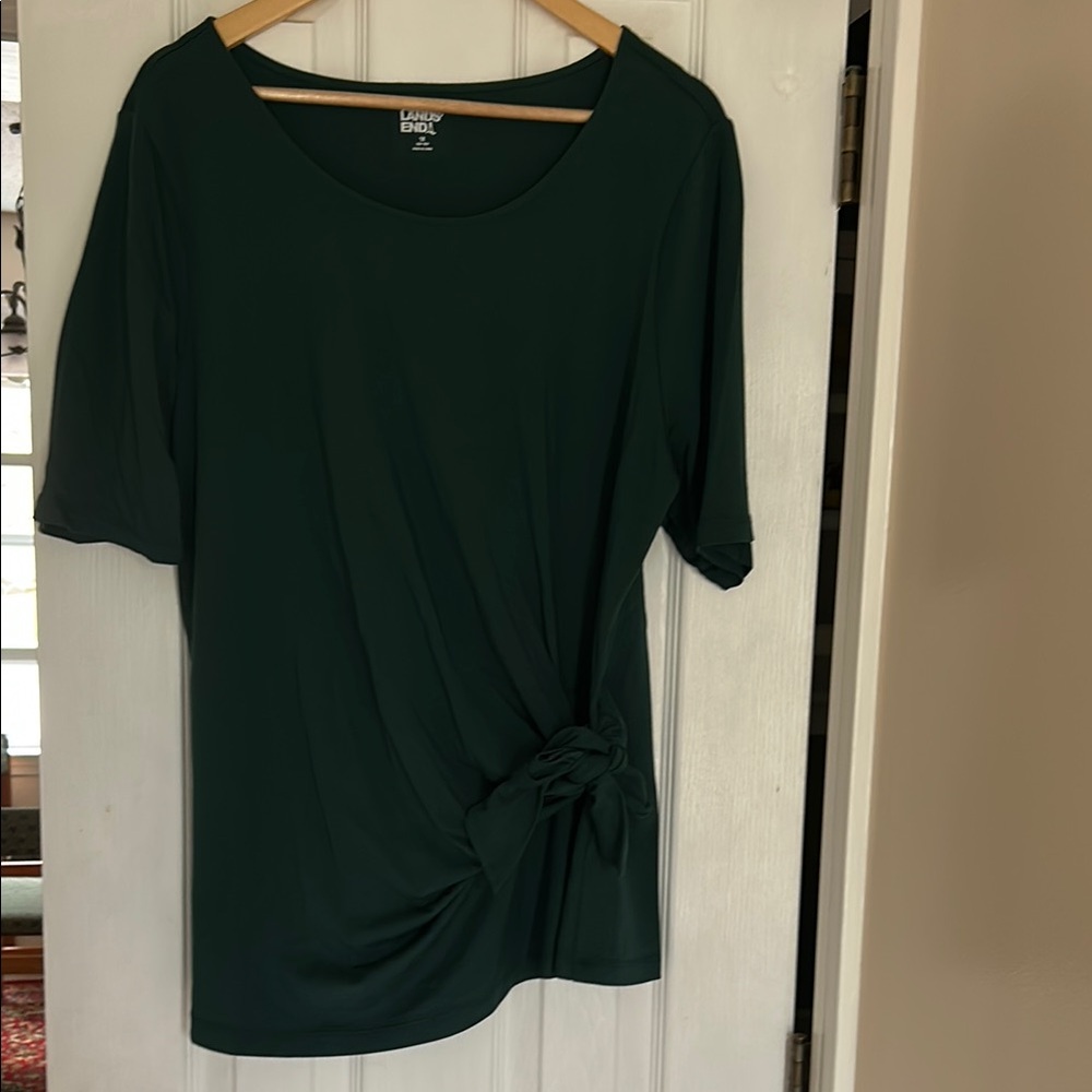 Lands' End Women's Green Knot-Front Top